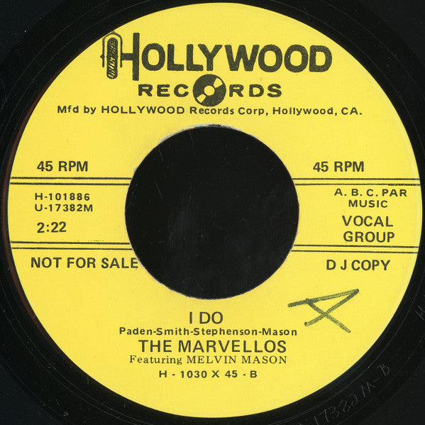 The Holidays (12) / The Marvelows : Miss You / I Do (7", Promo, Unofficial)