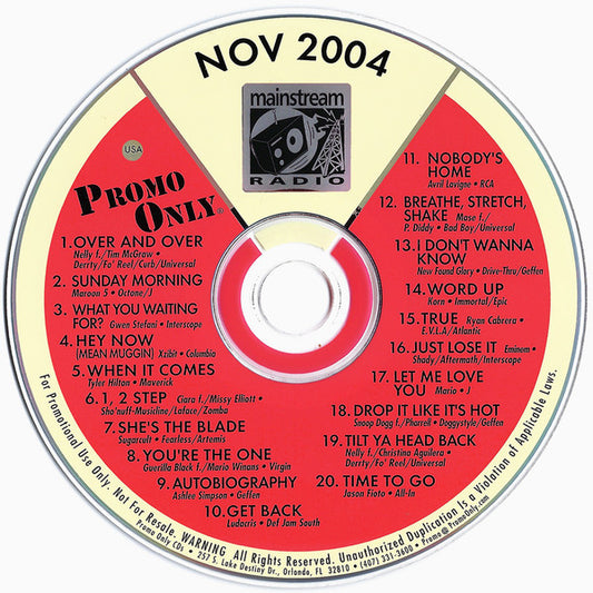 Various : Promo Only - Mainstream Radio November 04 (CD, Comp, Promo)