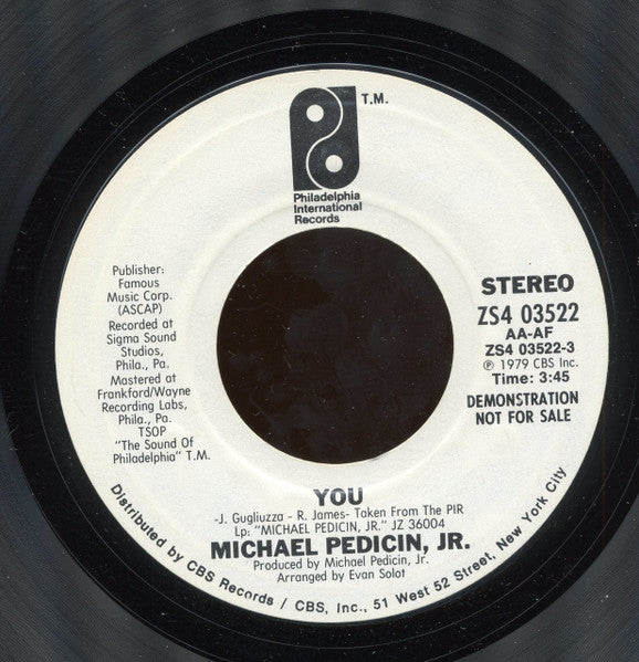 Michael Pedicin, Jr : Song For Sherry (7", Promo, Styrene)