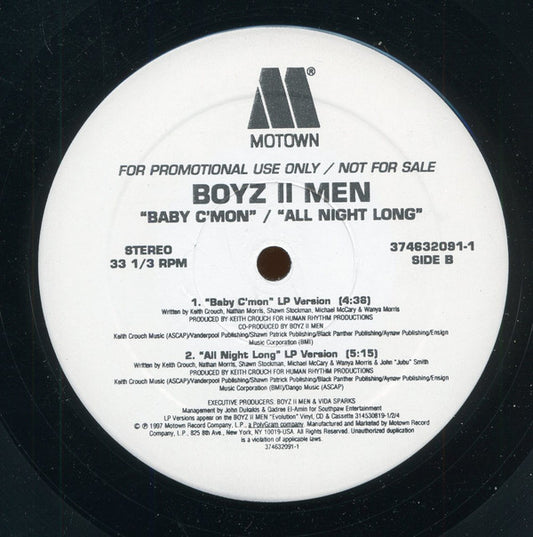 Boyz II Men : Can't Let Her Go (12", Maxi, Promo)