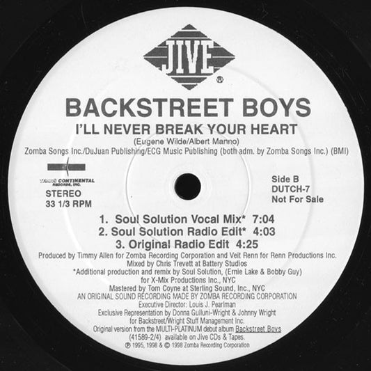 Backstreet Boys : I'll Never Break Your Heart (2x12", Promo)