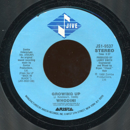 Whodini : Fugitive (7", Single, Styrene)