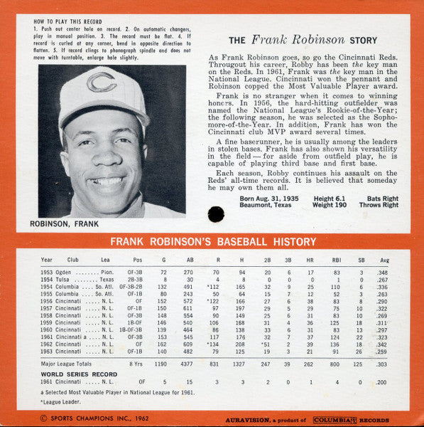Frank Robinson (5) : The Frank Robinson Story (Flexi, 7", S/Sided, Pic)