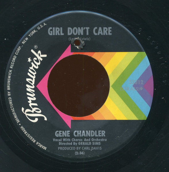 Gene Chandler : Girl Don't Care / My Love (7", Single, Pin)