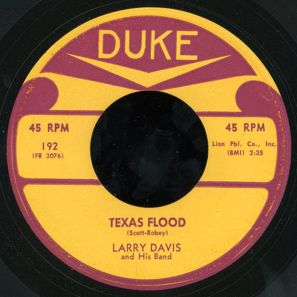 Larry Davis & His Band : I Tried / Texas Flood (7", Single)