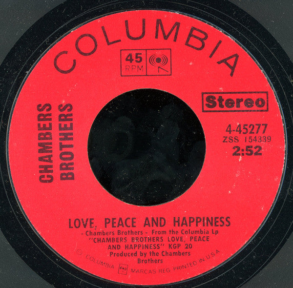 The Chambers Brothers : Funky / Love, Peace And Happiness (7", Styrene, Pit)