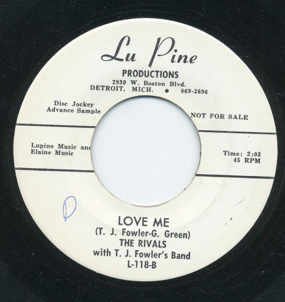 Rivals (7) With T. J. Fowler's Band : It's Gonna Work Out / Love Me (7", Single, Promo)