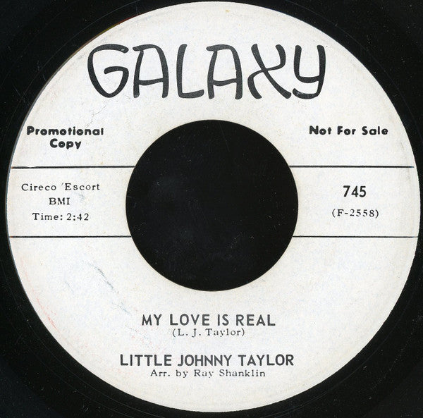 Little Johnny Taylor : All I Want Is You / My Love Is Real (7", Promo)