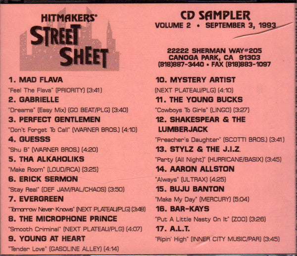 Various : Hitmakers Street Sheet Sampler Vol. 2 (CD, Comp, Promo)