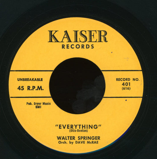 Walter Springer : One More Chance / Everything (7")
