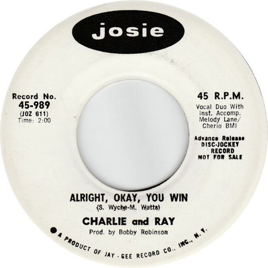 Charlie And Ray : I'm So Happy I Could Shout (7", Promo)