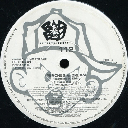 112 : Peaches & Cream (Featuring P. Diddy) (12", Promo)