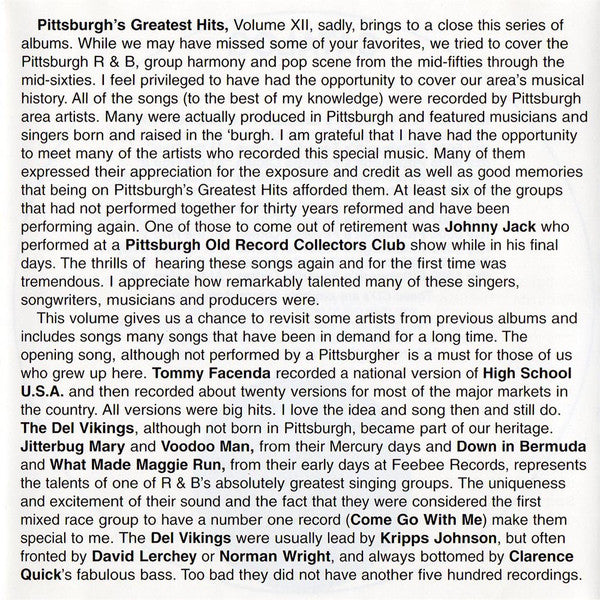 Various : Pittsburgh's Greatest Hits Volume XII (CD, Comp)