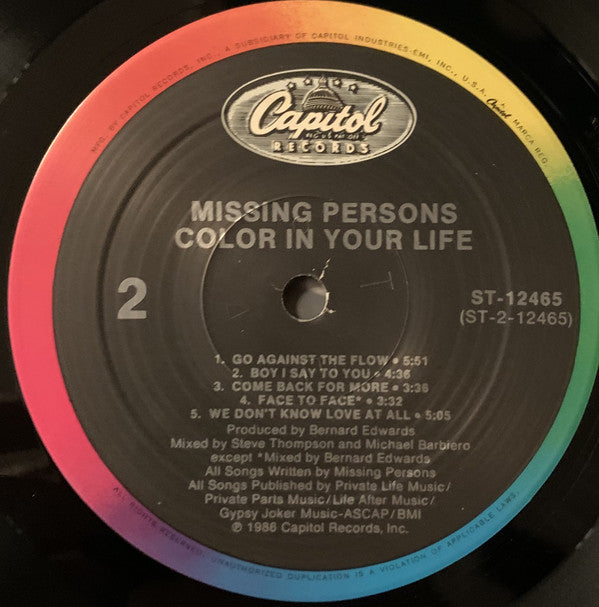 Missing Persons : Color In Your Life (LP, Album, SRC)