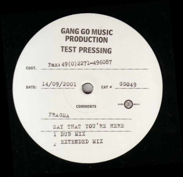 Fragma : Say That You're Here (12", TP)