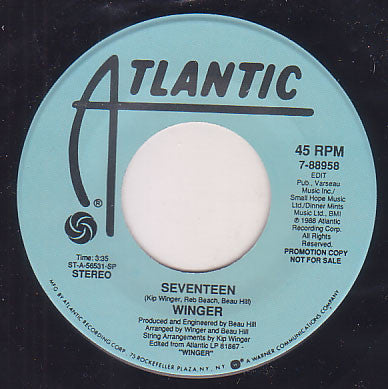 Winger : Seventeen (7", Promo)