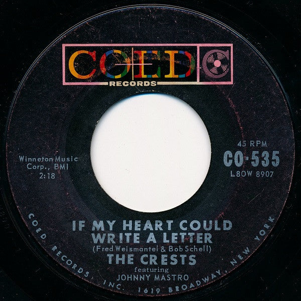 The Crests : Journey Of Love / If My Heart Could Write A Letter (7", Single, Styrene, Roc)