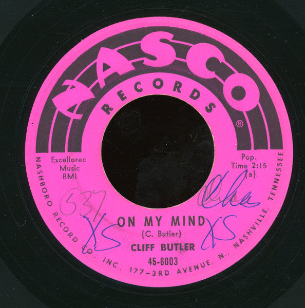 Cliff Butler Orchestra / Cliff Butler : My Mood / On My Mind (7")