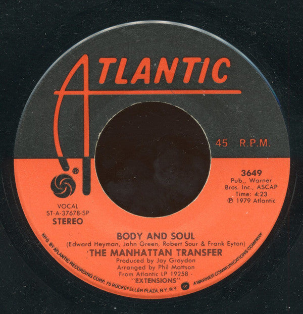 The Manhattan Transfer : Twilight Zone / Twilight Tone (7", Single, Spe)