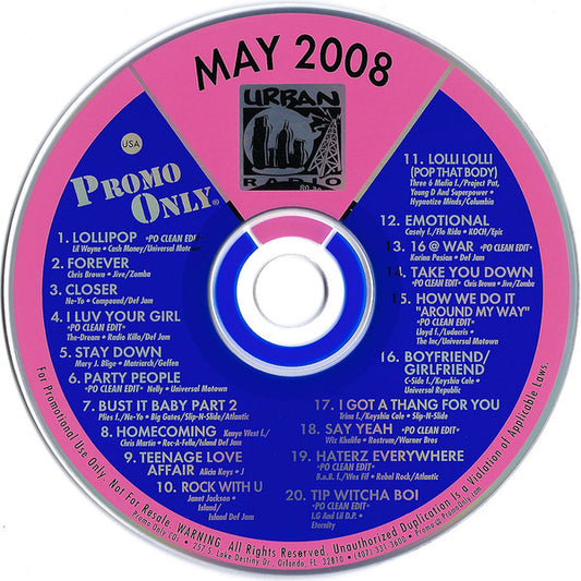Various : Promo Only Urban Radio: May 2008 (CD, Comp, Promo)