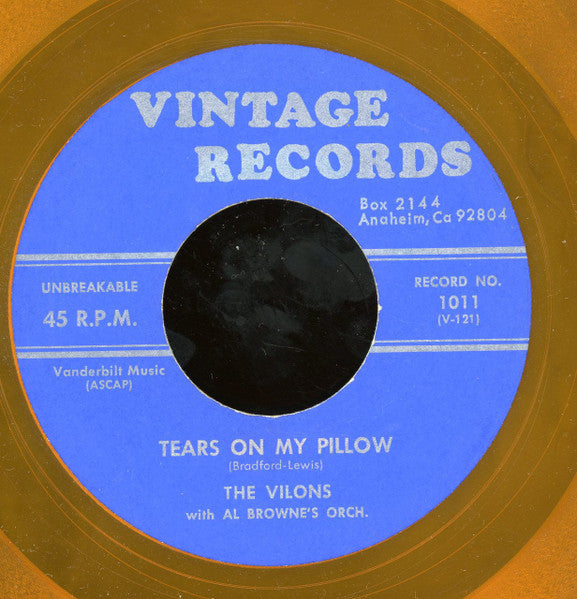 The Vilons With Al Browne And His Orchestra : Sweetest One / Tears On My Pillow (7", Single, Yel)