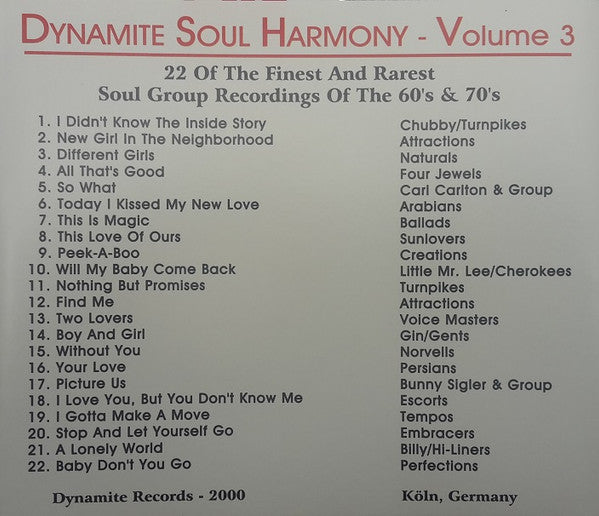 Various : Dynamite Soul Harmony - Volume 3 (CD, Comp)