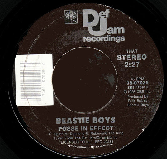 Beastie Boys : Brass Monkey / Posse In Effect (7", Single, Styrene)