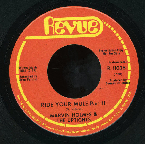 Marvin Holmes & The Uptights : Ride Your Mule (7", Promo)