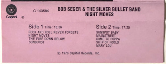 Bob Seger And The Silver Bullet Band : Night Moves (Cass, Album, Club, RCA)