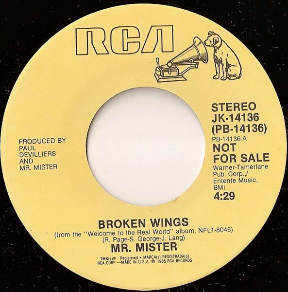 Mr. Mister : Broken Wings (7", Single, Promo)
