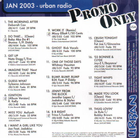Various : Promo Only Urban Radio: January 2003 (CD, Comp, Promo)