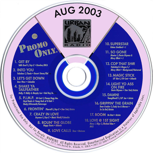 Various : Promo Only Urban Radio: August 2003 (CD, Comp, Promo)