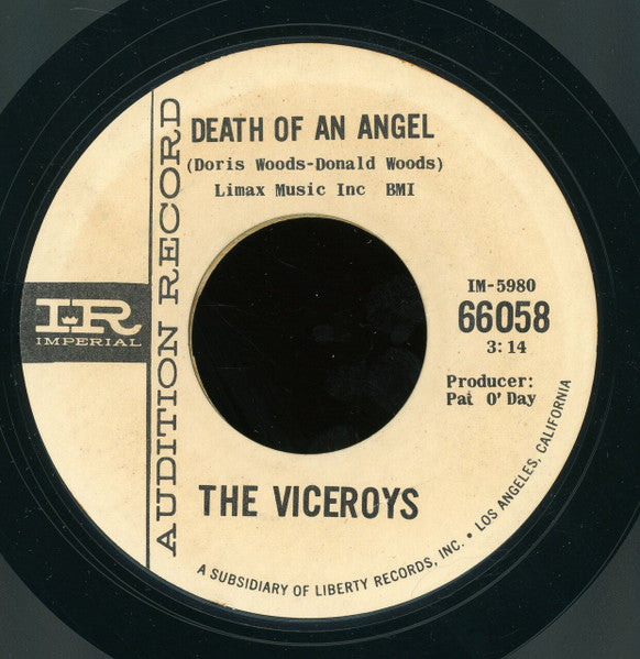 The Viceroys (2) : Earth Angel (7", Single, Promo, Styrene)