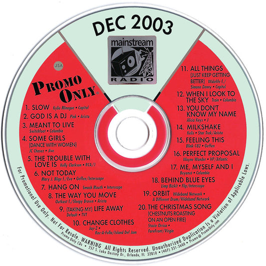 Various : Promo Only Mainstream Radio: December 03 (CD, Comp, Promo)