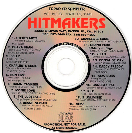 Various : Hitmakers Top 40 CD Sampler Volume 82 March 5, 1993 (CD, Promo, Smplr)