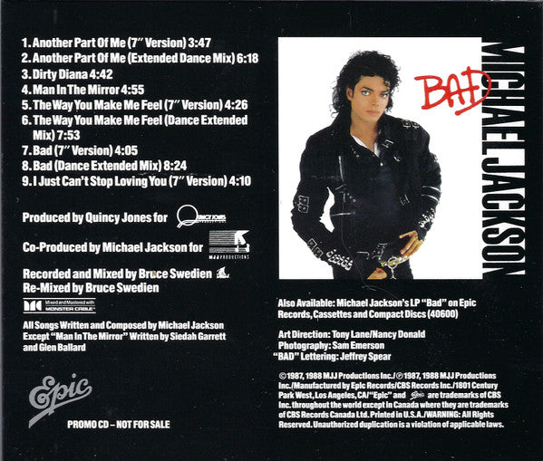 Michael Jackson : The Bad Mixes (CD, Comp, Promo)