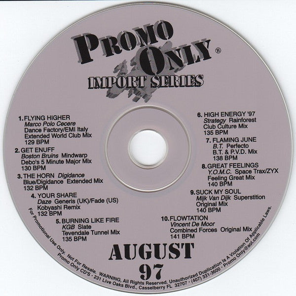 Various : Promo Only Import Club: August 1997 (CD, Comp, Promo)