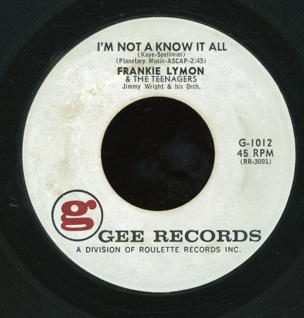 Frankie Lymon & The Teenagers : I Want You To Be My Girl (7", Single, RE)