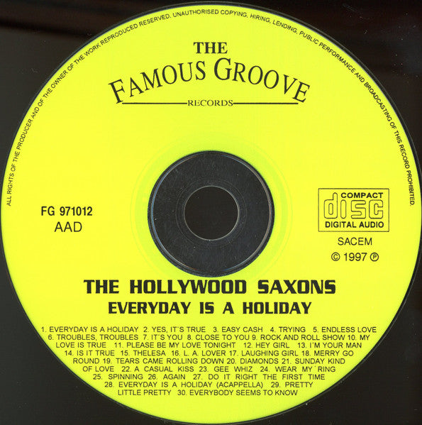 The Hollywood Saxons : Everyday Is A Holiday (CD, Comp)