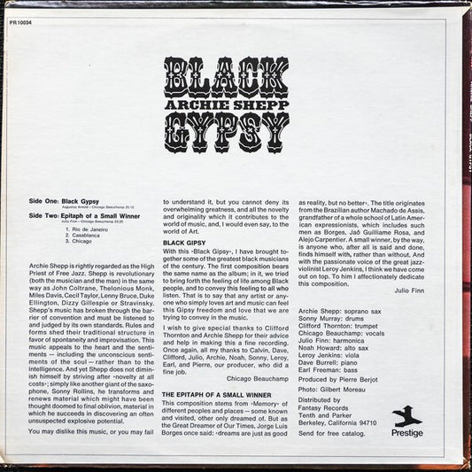 Archie Shepp : Black Gypsy (LP, Album, RE)