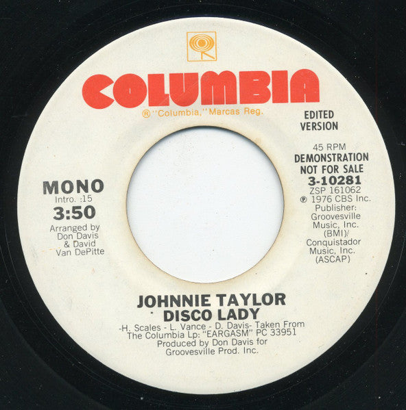 Johnnie Taylor : Disco Lady (7", Single, Mono, Promo)