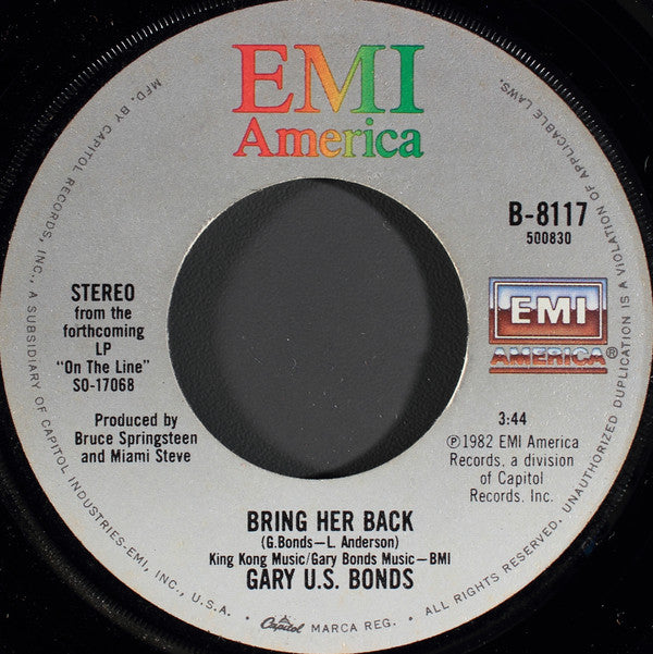 Gary U.S. Bonds : Out Of Work / Bring Her Back (7", Single, Win)
