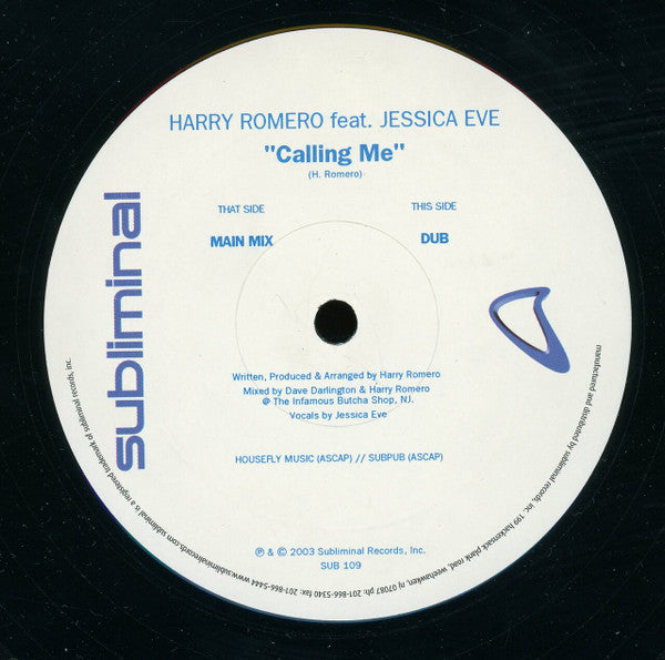 Harry "Choo Choo" Romero Featuring Jessica Eve : Calling Me (12")