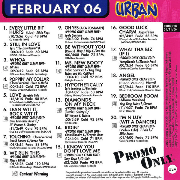 Various : Promo Only Urban Radio: February 2006 (CD, Comp)