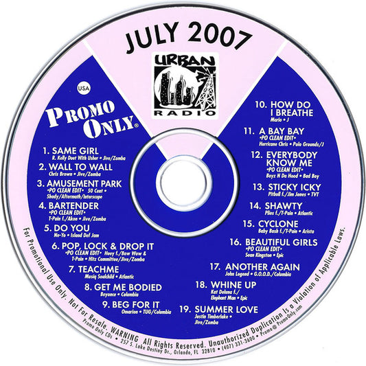 Various : Promo Only Urban Radio: July 2007 (CD, Comp, Promo)