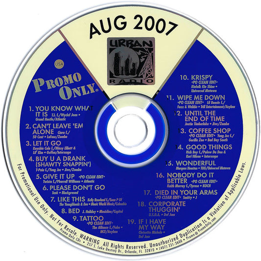 Various : Promo Only Urban Radio: August 2007 (CD, Comp, Promo)