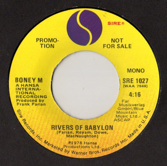Boney M. : Rivers Of Babylon (7", Single, Mono, Promo)