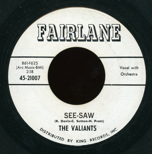 The Valiants (13) : Blue Jeans And Pony Tail (7", Single)