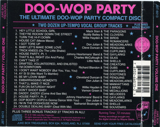 Various : The Ultimate Doo-Wop Party Compact Disc Volume One (CD, Comp)