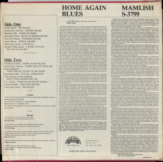 Various : Home Again Blues (Really The Post War Blues) (LP, Comp)